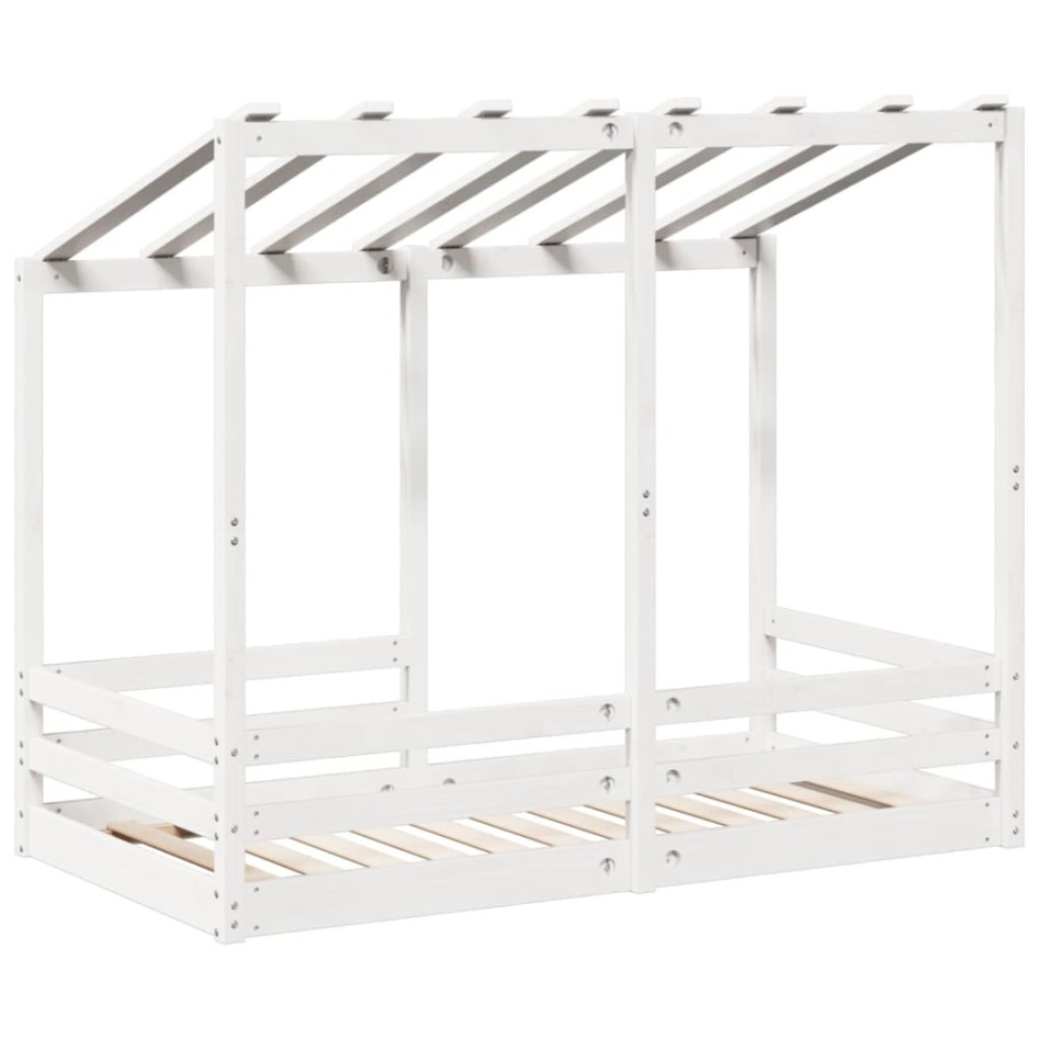 Cama infantil con techo madera maciza pino blanco 70x140