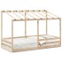Cama infantil con techo madera maciza pino 90x200