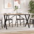 Mesa de comedor marco X madera maciza pino y acero