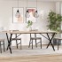 Mesa de comedor marco X madera maciza pino y acero