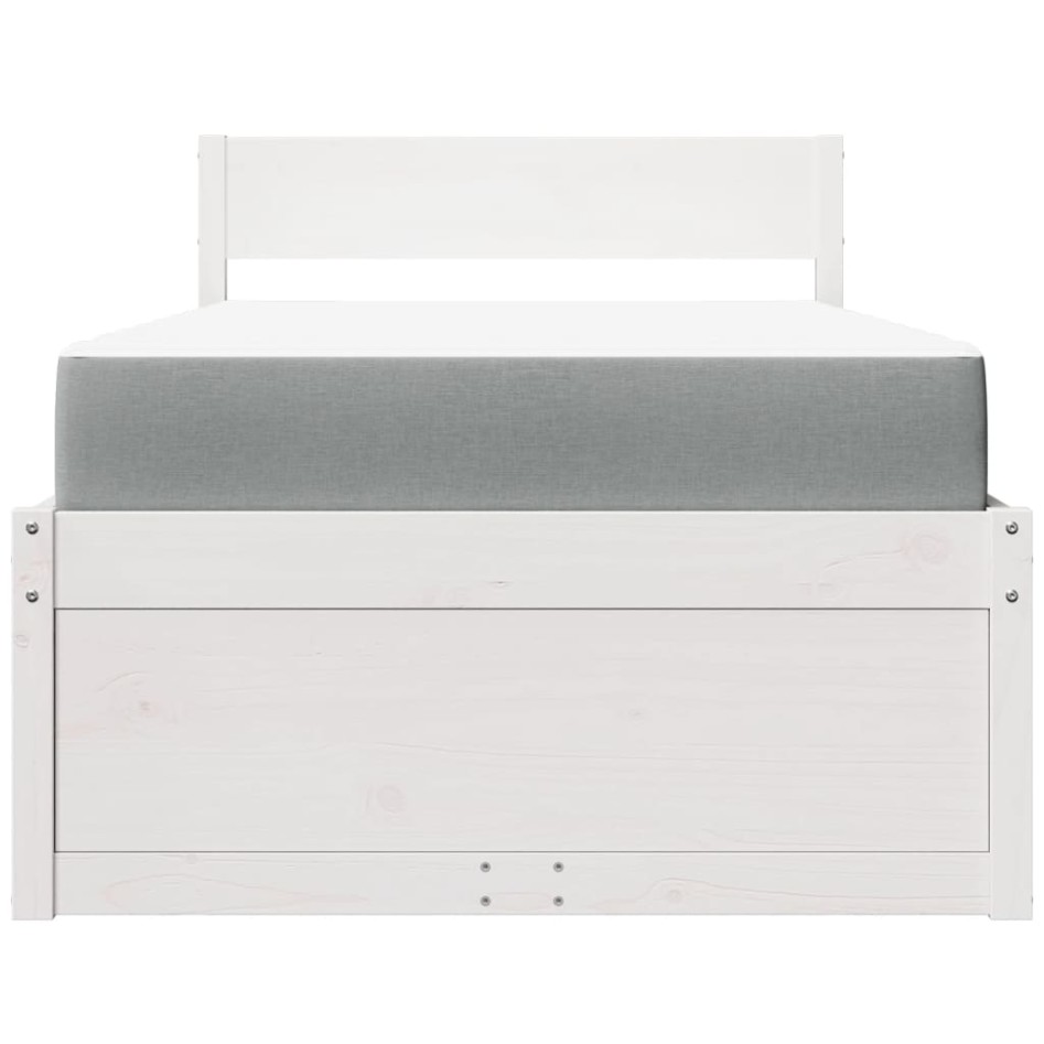 Cama con cajones y colchón madera maciza pino blanco 90x200