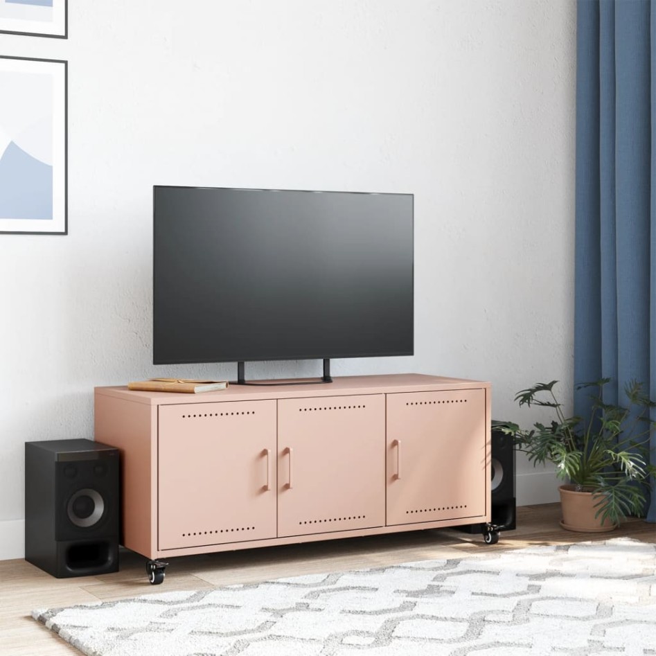 Mueble para TV acero laminado en frío rosa 100,5x39x43,5