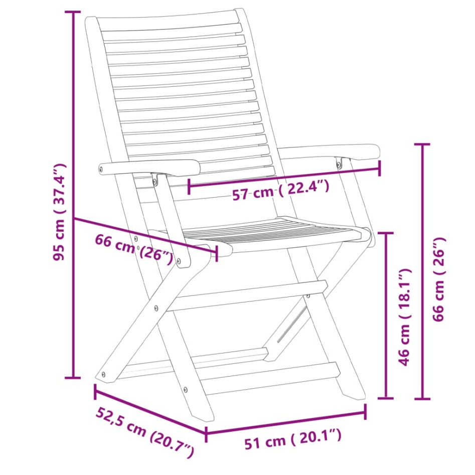 Sillas de jardín plegables 4 uds madera acacia 57x66x95
