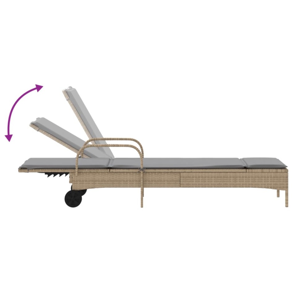 Tumbonas con cojines 2 unidades ratán sintético