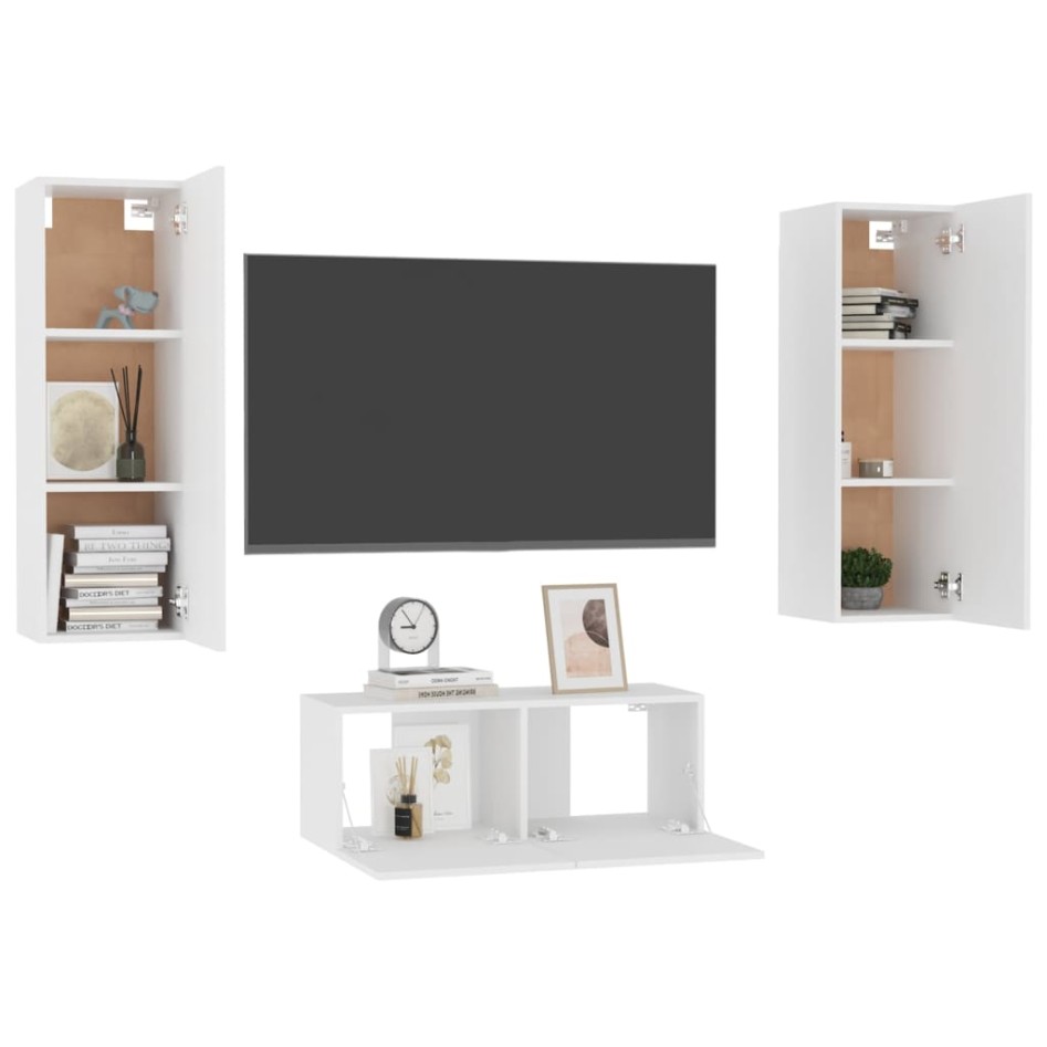 Set de muebles de salón TV 3 piezas madera de ingeniería