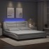 Estructura de cama con LED sin colchón blanco 180x200