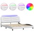Estructura de cama con LED sin colchón blanco 180x200
