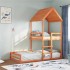 Cama con techo madera maciza pino marrón 80x200