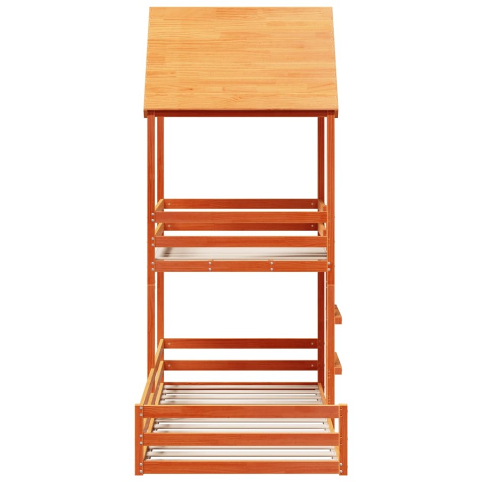 Cama con techo madera maciza pino marrón 80x200