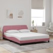 Cama con cabecero sin colchón terciopelo rosa 160x200 cm
