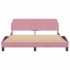 Cama con cabecero sin colchón terciopelo rosa 160x200