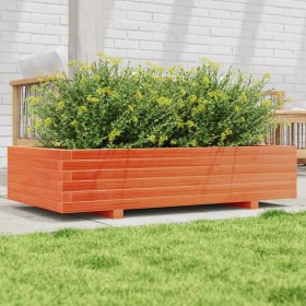 Jardinera de madera maciza de pino marrón cera 110x60x26,5