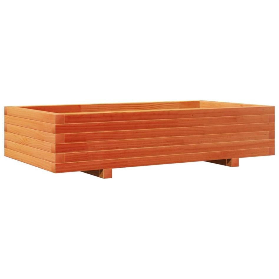 Jardinera de madera maciza de pino marrón cera 110x60x26,5