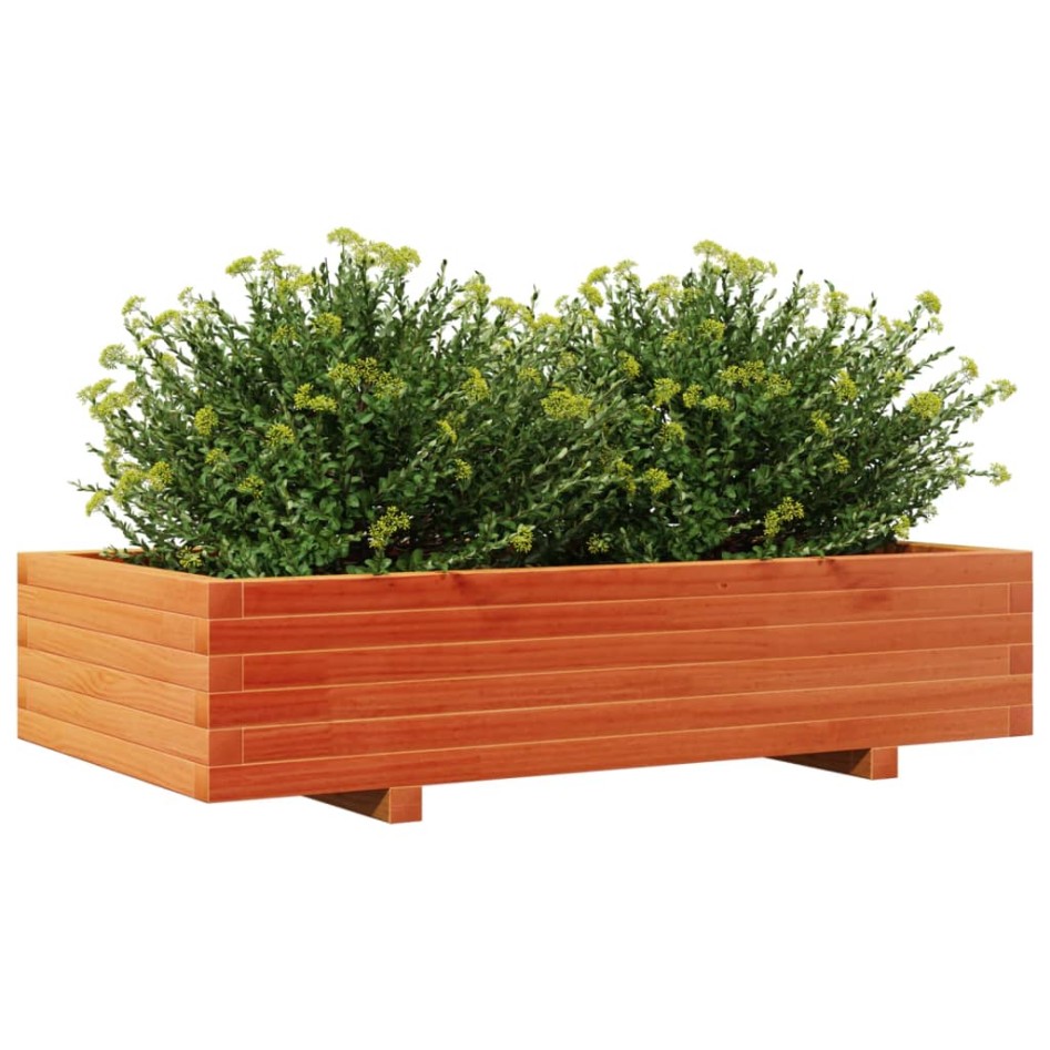 Jardinera de madera maciza de pino marrón cera 110x60x26,5