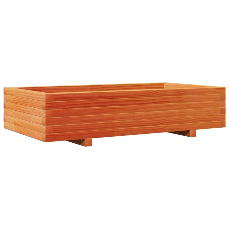 Jardinera de madera maciza de pino marrón cera 110x60x26,5