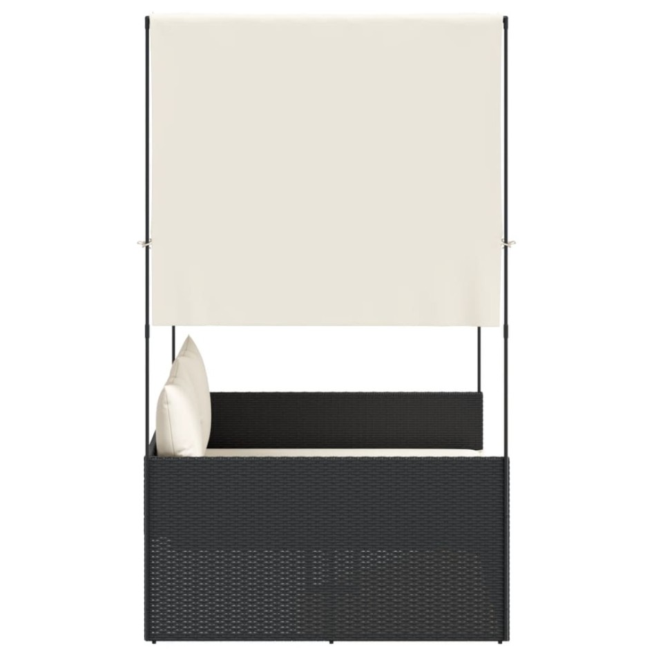 Tumbona doble con techo y cortinas ratán sintético