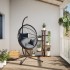 Silla colgante huevo con soporte ratán y acero gris