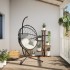 Silla colgante huevo con soporte ratán y acero