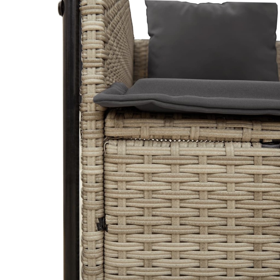 Tumbona doble con techo y cortinas ratán sintético gris