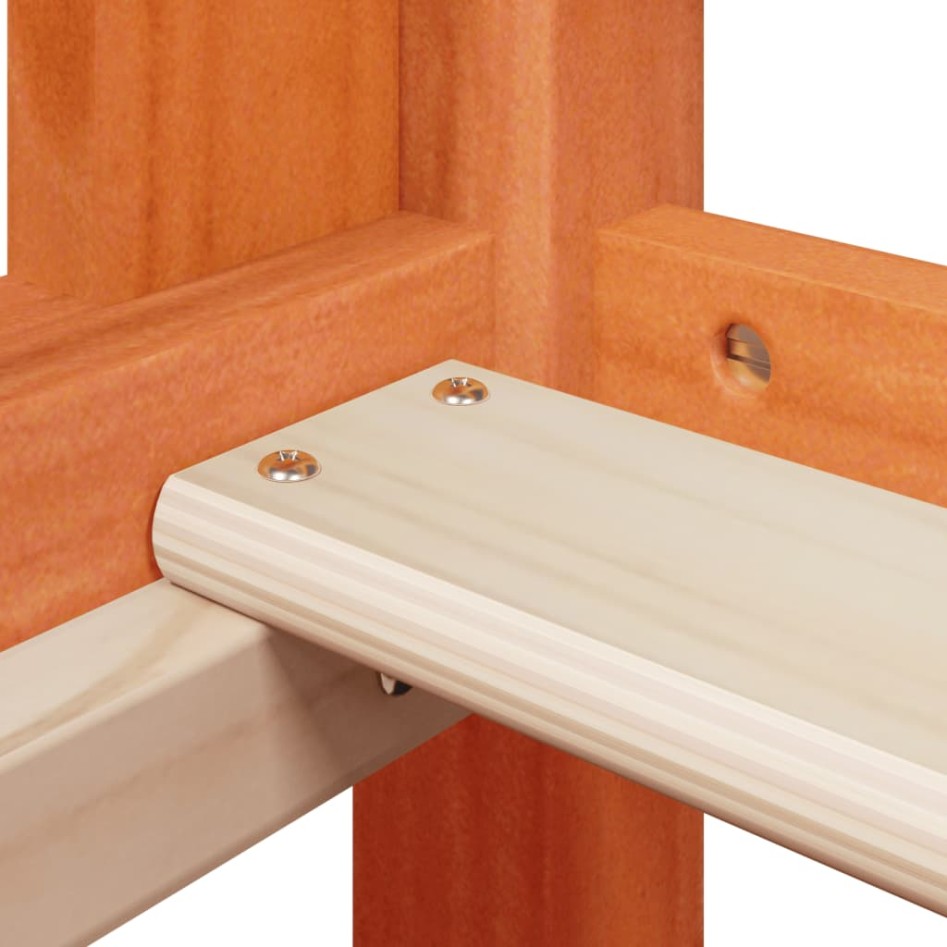 Litera con techo madera maciza pino marrón cera 75x190