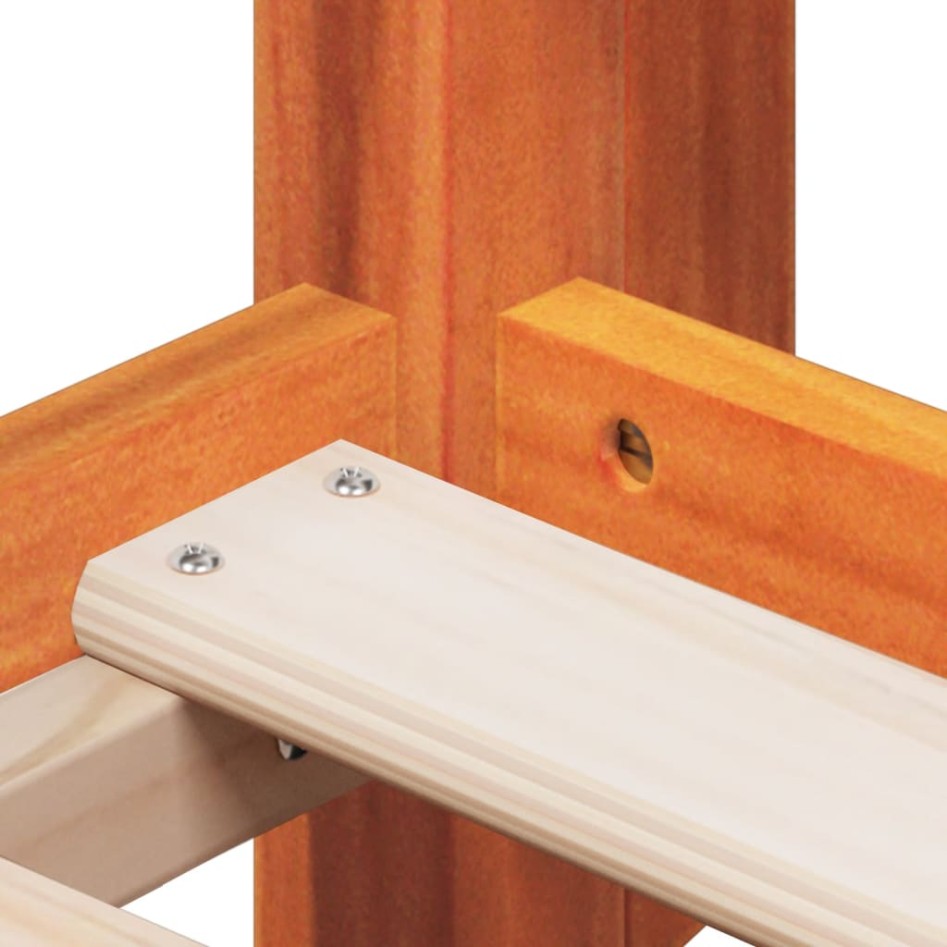 Cama litera con techo madera maciza pino marrón cera 75x190