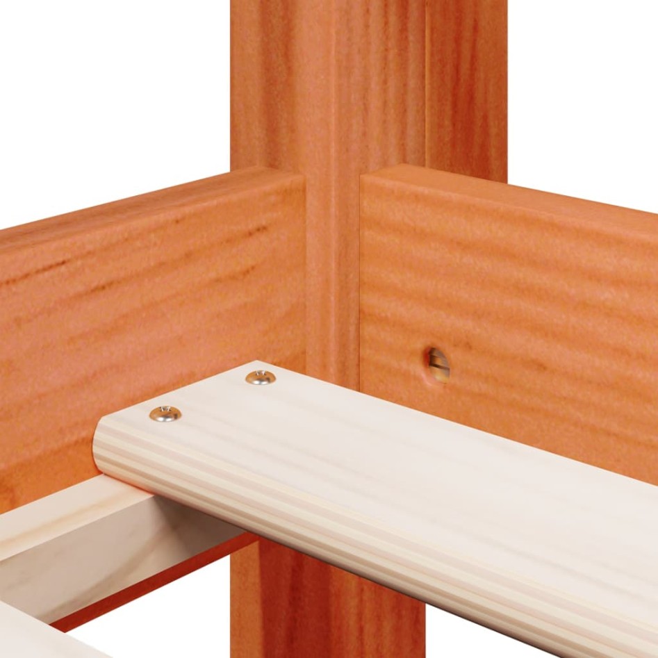 Cama alta con techo madera maciza de pino marrón cera 80x200