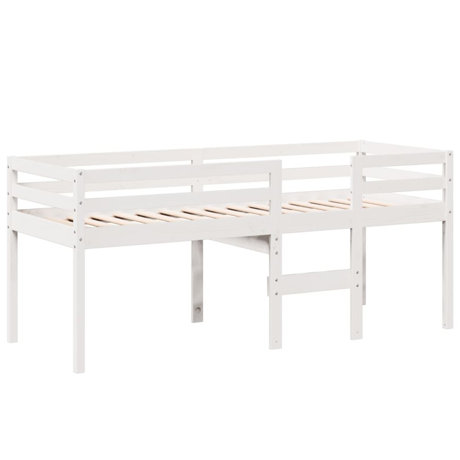 Cama alta con techo blanca madera maciza pino blanca 90x200