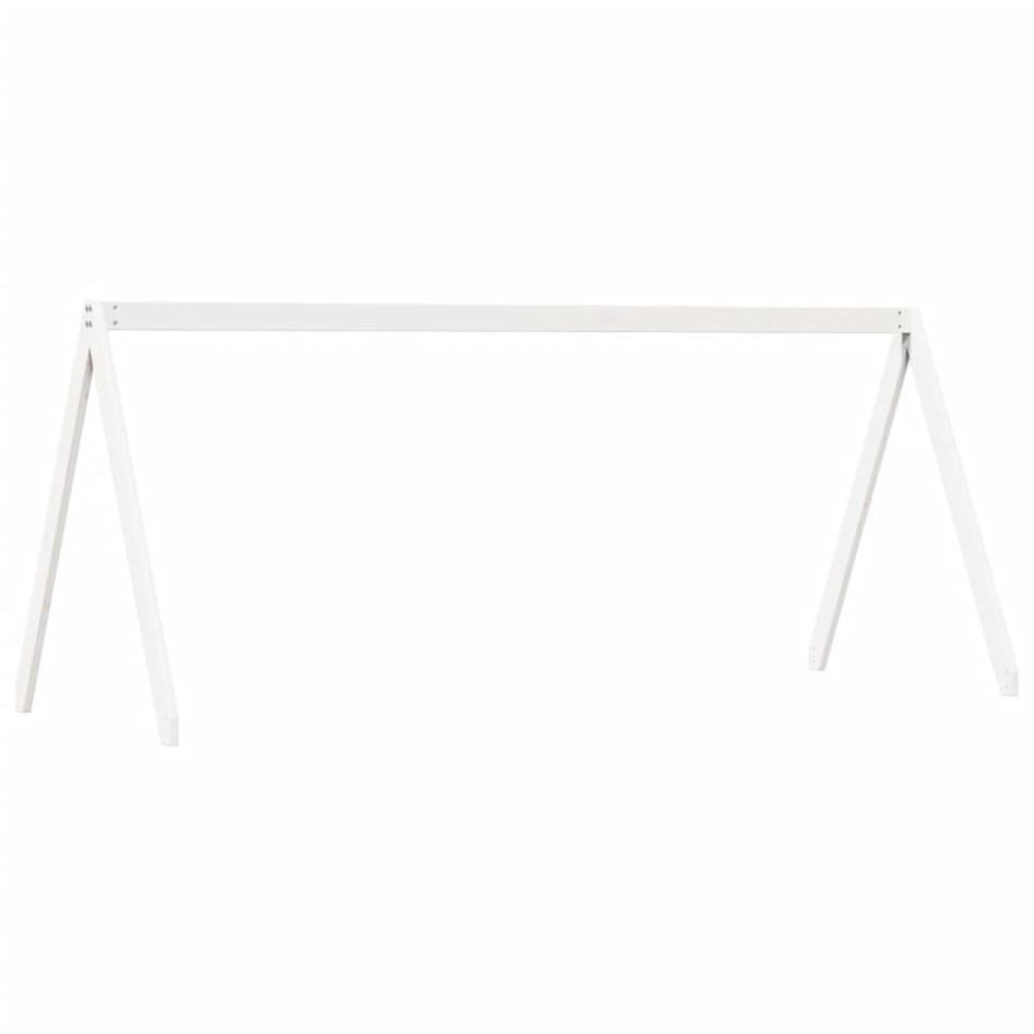 Cama alta con techo blanca madera maciza pino blanca 90x200