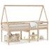 Cama alta con techo madera maciza de pino 90x190