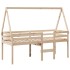 Cama alta con techo madera maciza de pino 90x190