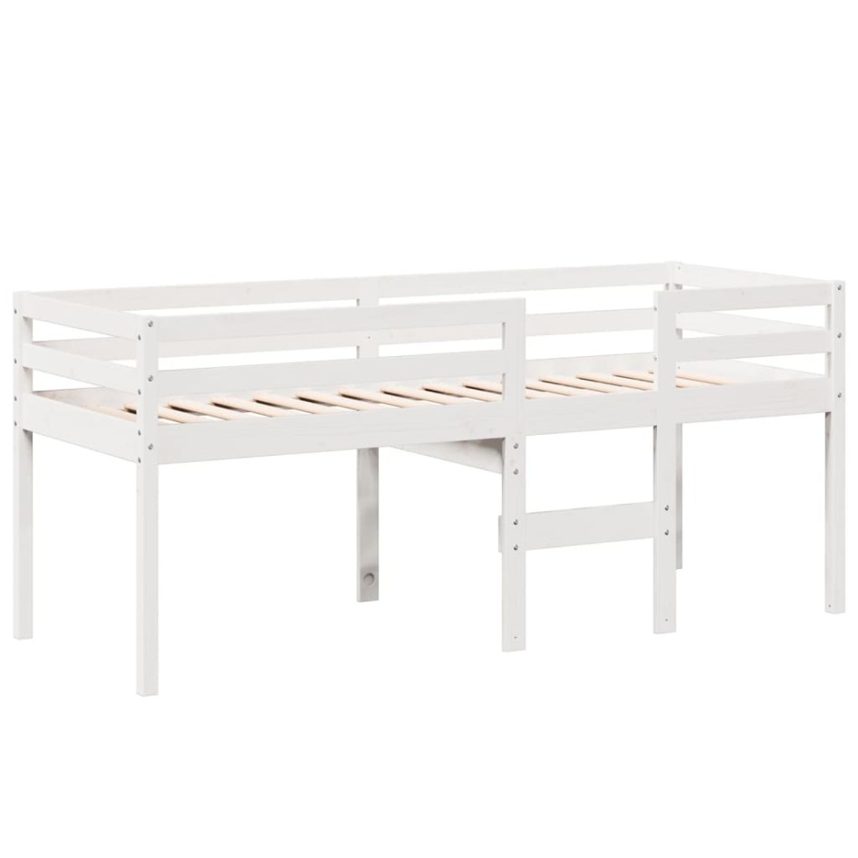 Cama alta con techo madera maciza pino blanca 75x190