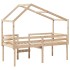 Cama alta con techo madera maciza de pino 90x190