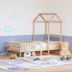 Estructura de cama con techo madera maciza de pino 100x200 cm