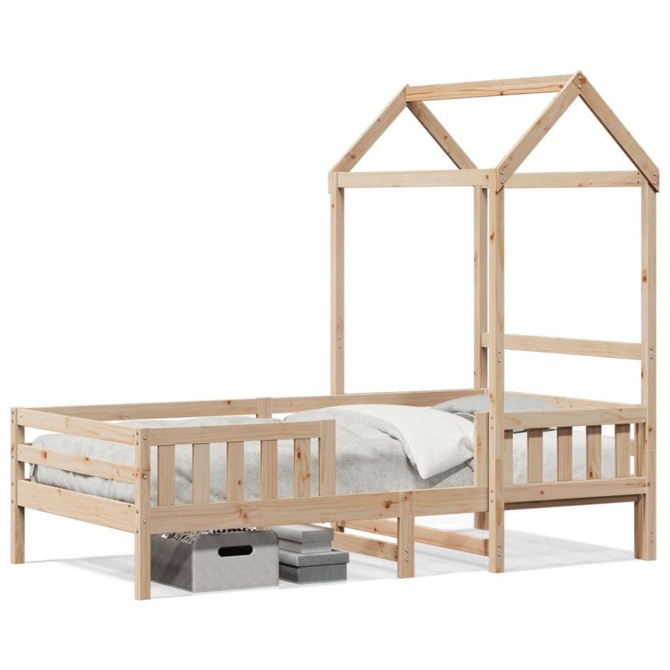 Estructura de cama con techo madera maciza de pino 100x200