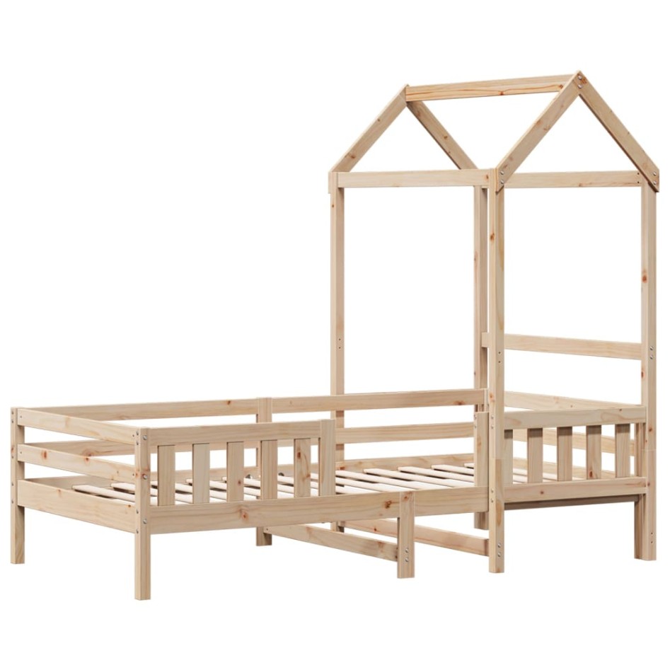Estructura de cama con techo madera maciza de pino 75x190