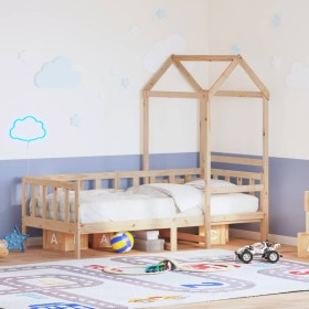 Sofá cama con techo madera maciza de pino 90x200