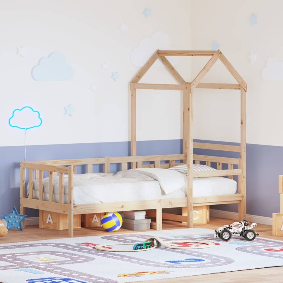 Sofá cama con techo de madera maciza de pino 80x200