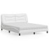Cama con colchón cuero sintético blanco 160x200