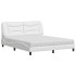 Cama con colchón cuero sintético blanco 160x200