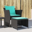 Sillón de jardín con reposapiés ratán sintético negro