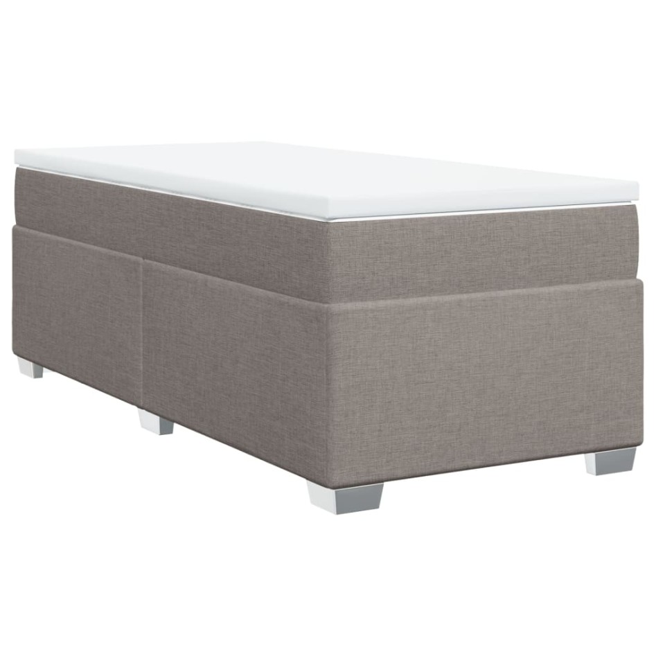Cama box spring con colchón tela gris taupe 90x200