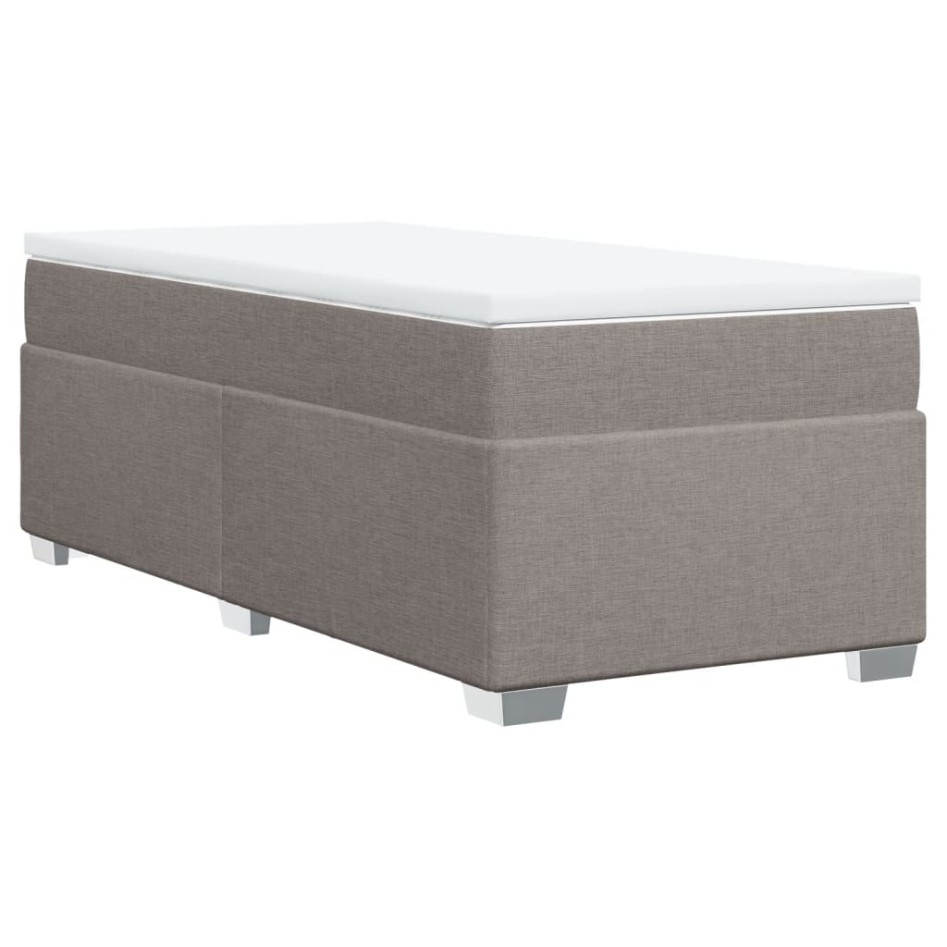 Cama box spring con colchón tela gris taupe 90x200
