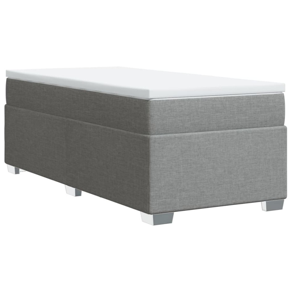 Cama box spring con colchón tela gris claro 90x190
