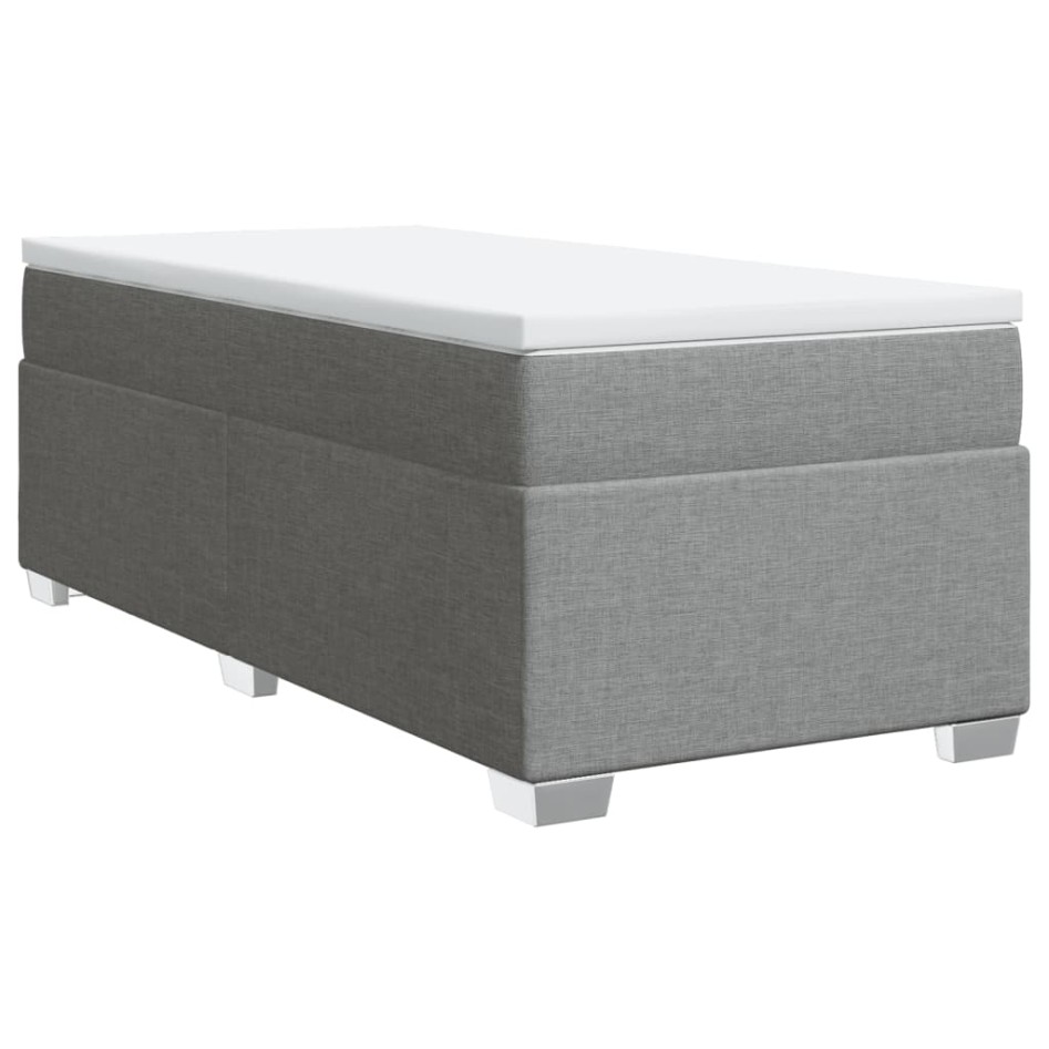 Cama box spring con colchón tela gris claro 80x200