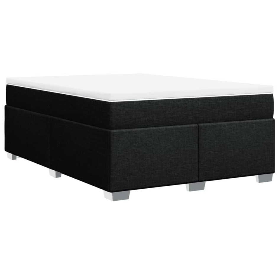 Cama box spring con colchón tela negro 160x200