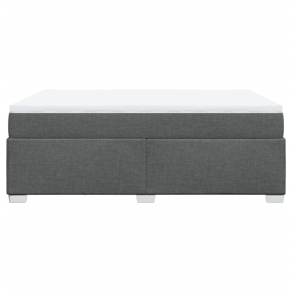 Cama box spring con colchón tela gris oscuro 140x200