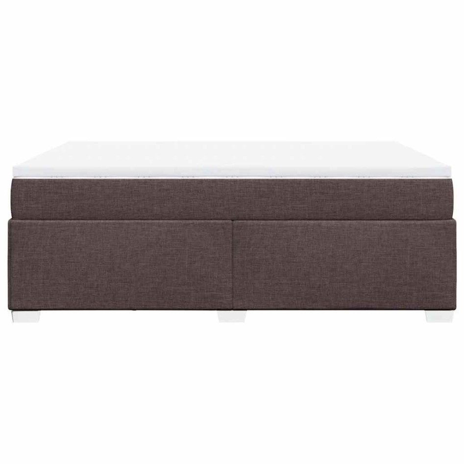 Cama box spring con colchón tela marrón oscuro 140x190
