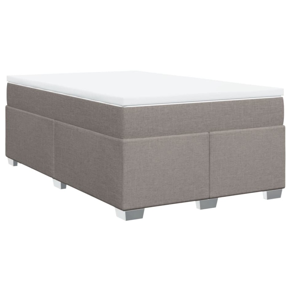 Cama box spring con colchón tela gris taupe 120x200