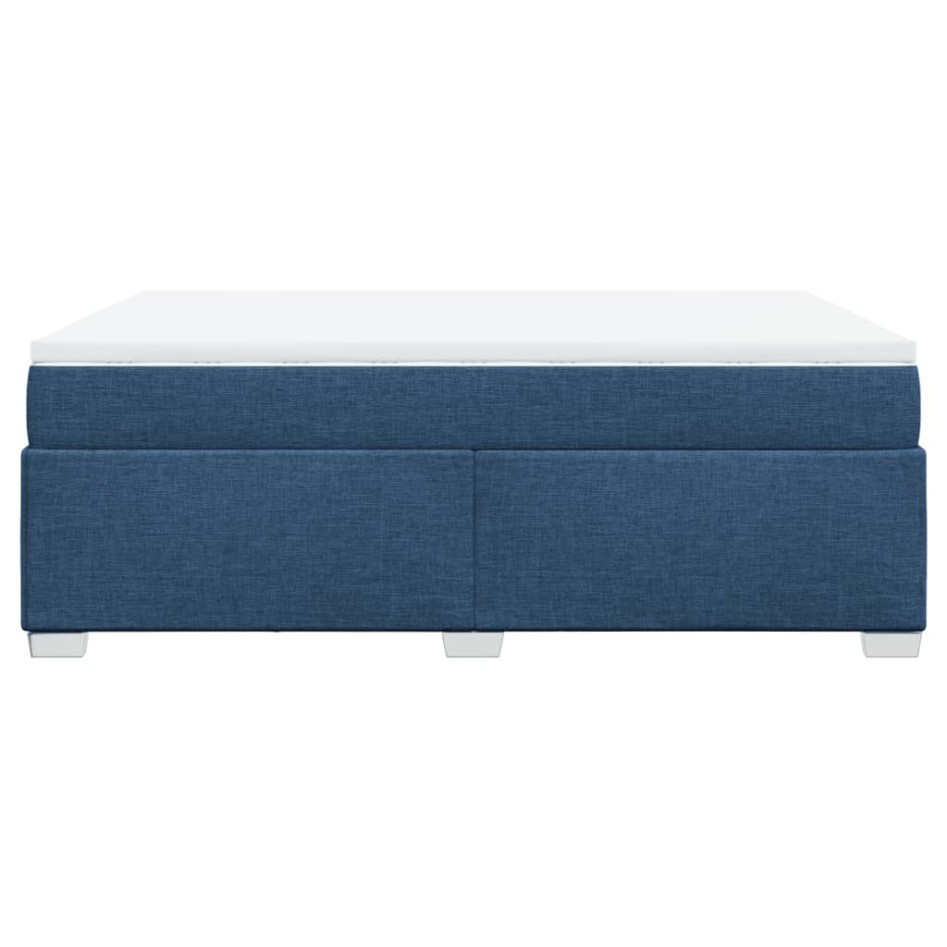 Cama box spring con colchón tela azul 160x200