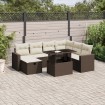 Set sofás de jardín 8 piezas y cojines ratán sintético marrón